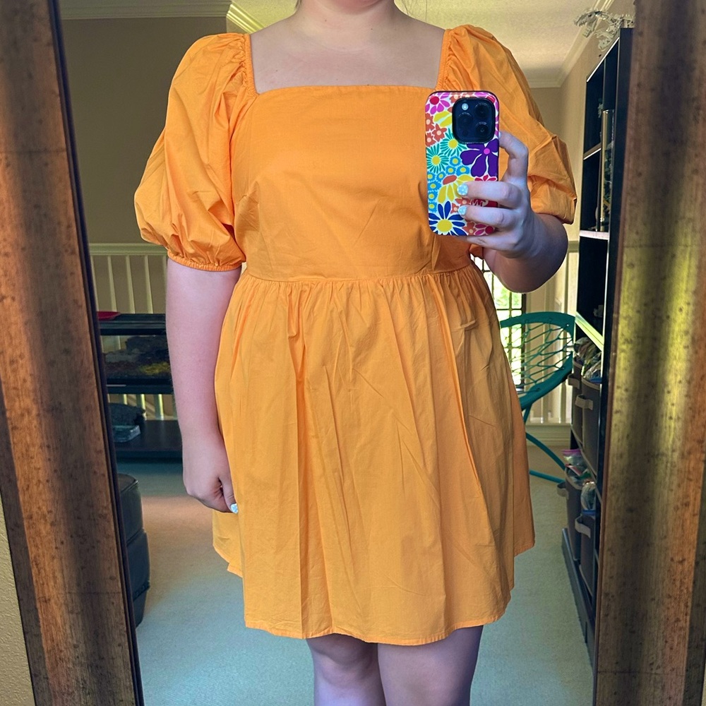 a new day orange dress with back cutout!
